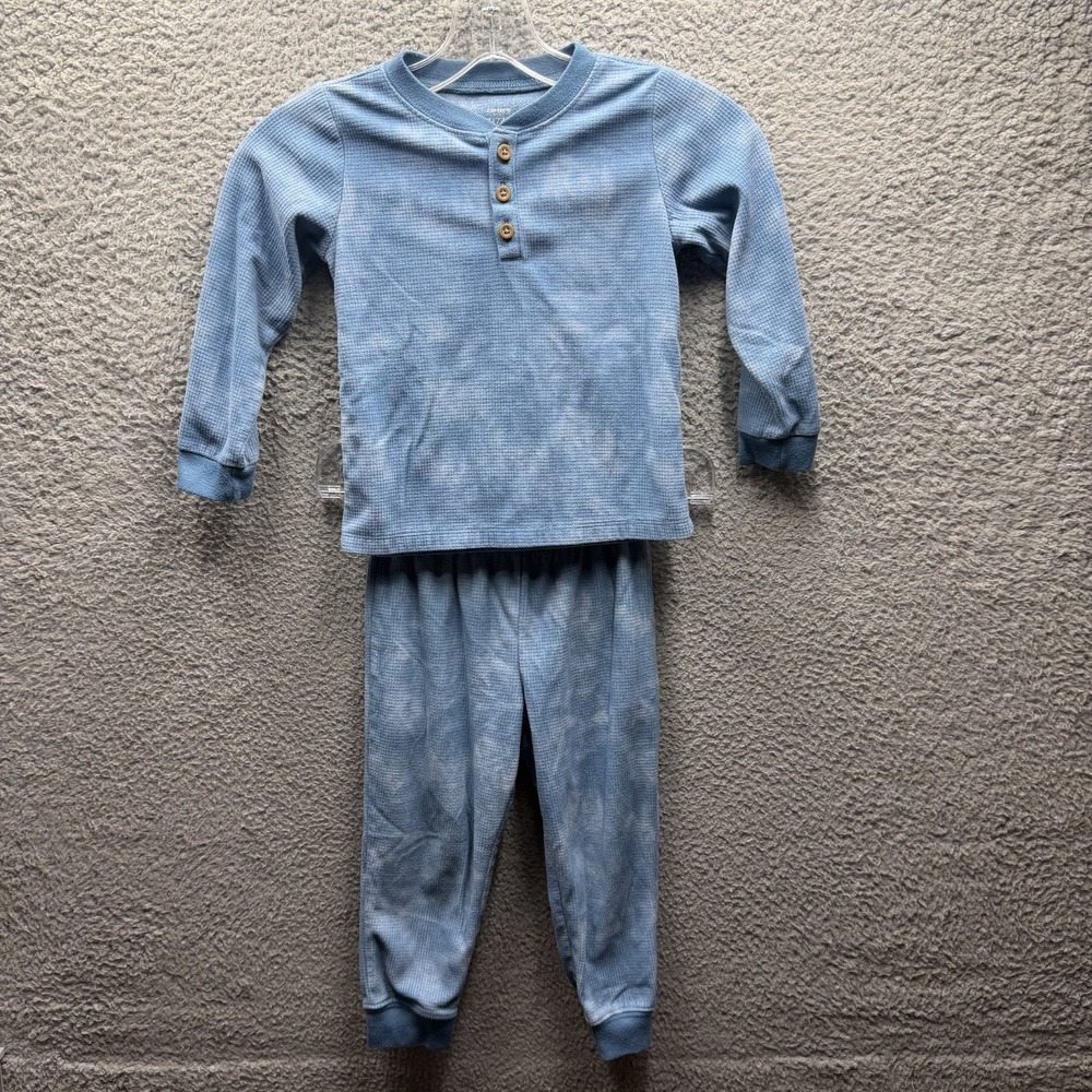 Carters Pajama Set Toddler Boy Size 4T Blue Long Sleeve & Pants PJ Set Boy Sz 4T